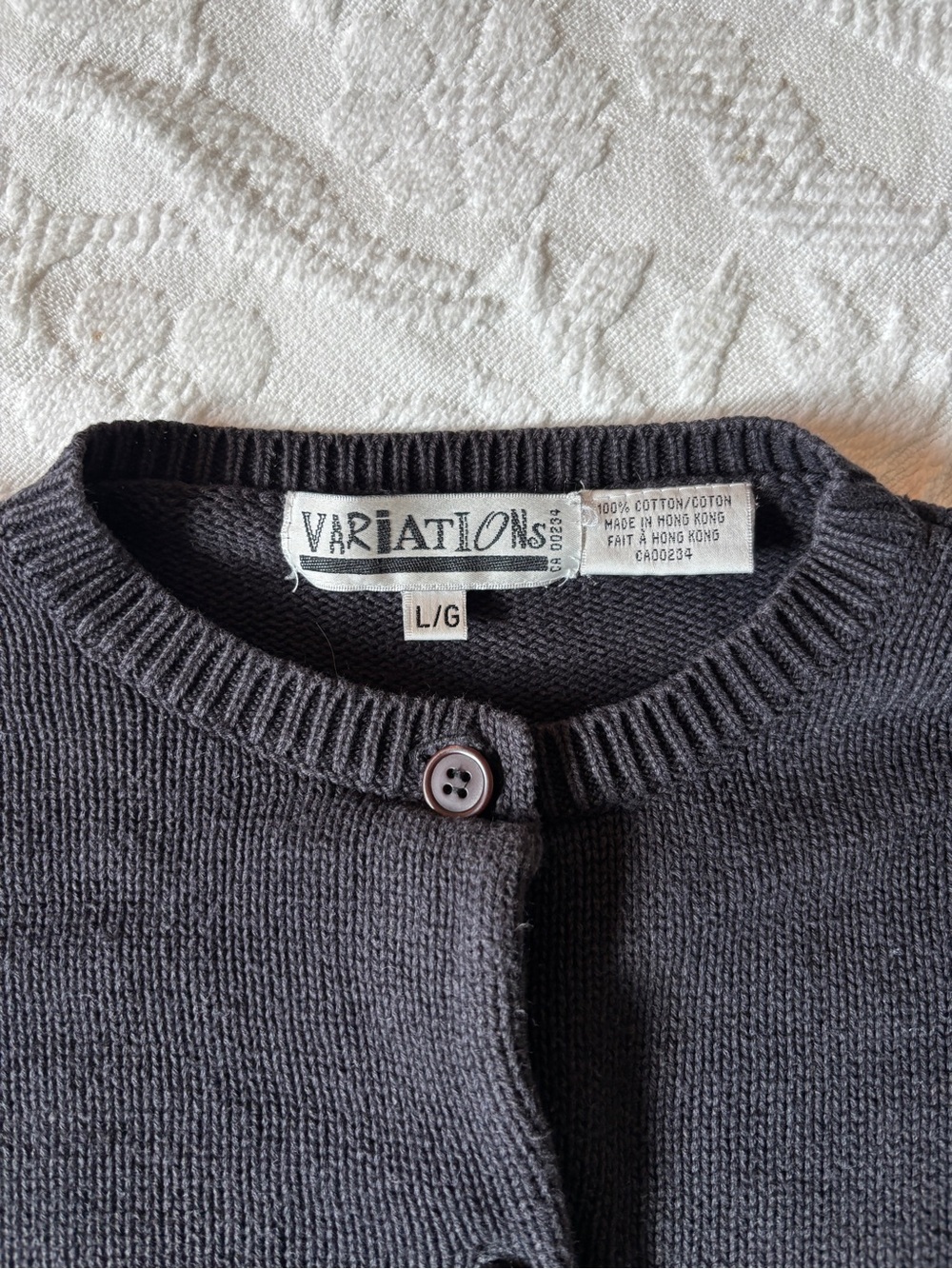 Vintage 100% Cotton Black Cardigan from The Bay